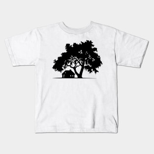 Cabin and Tree - Silhouette Kids T-Shirt